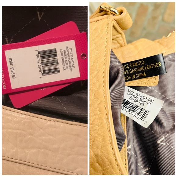 Vince Camuto “Bailey” Leather Crossbody, Oak Color, NWOT, Dust Cover, Expands, - Picture 9 of 10